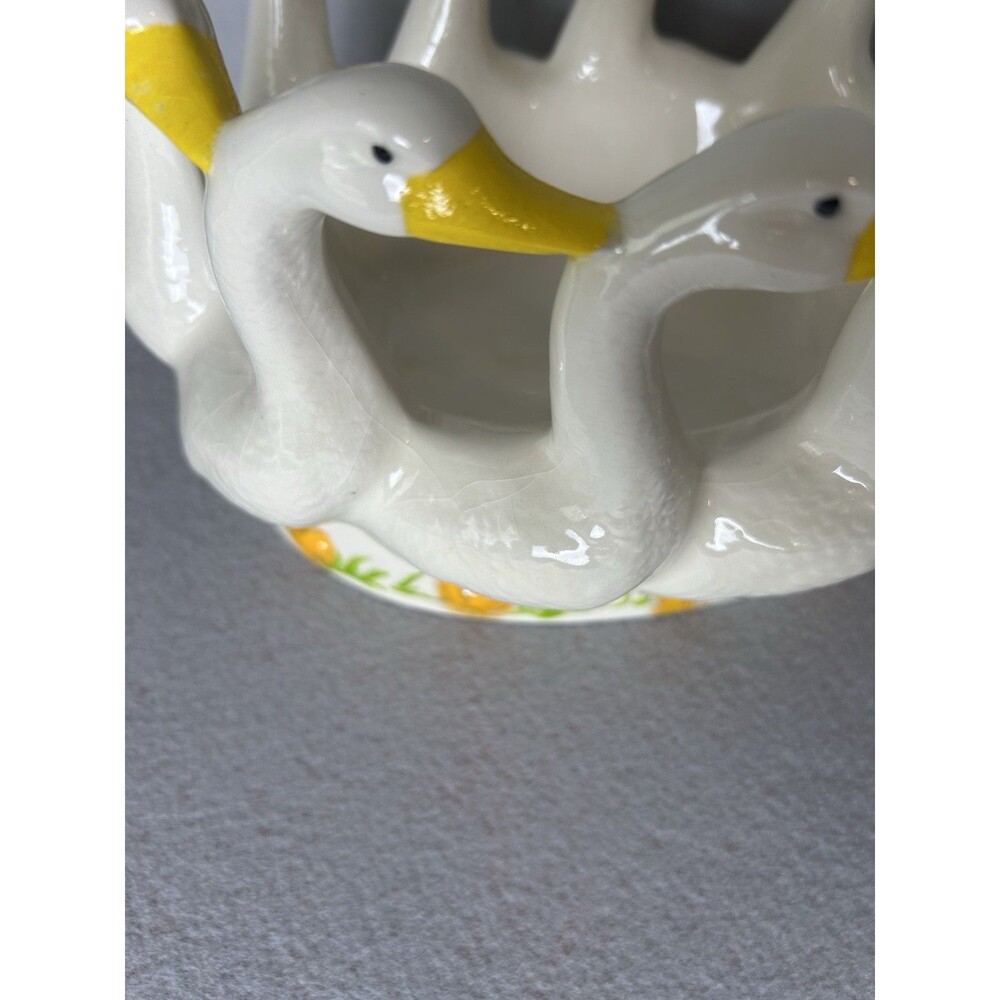 VTG Ceramic Holland Mold White Geese Ducks Goose Oval Dish Decor 80s Cottagecore - Picture 3 of 10
